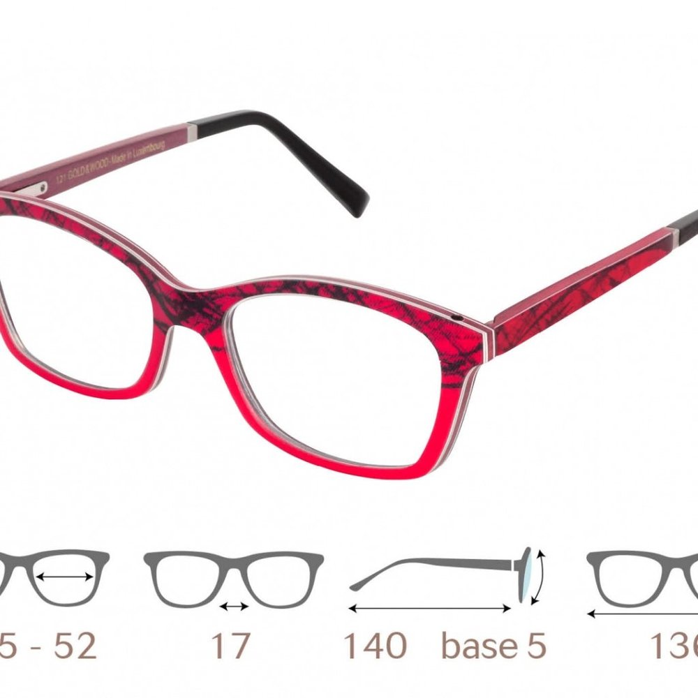 Gold and Wood Eyeglasses Red GAIA 02.05